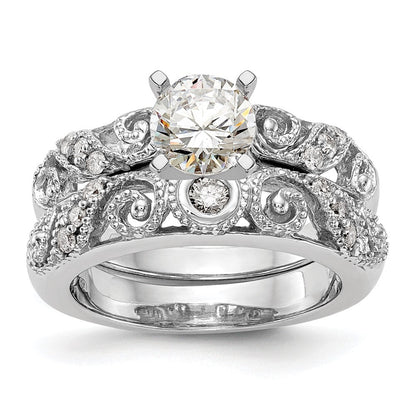 14K Weißgold Stift Set 1/15 Karat Diamant Halbfassung Verlobungsring