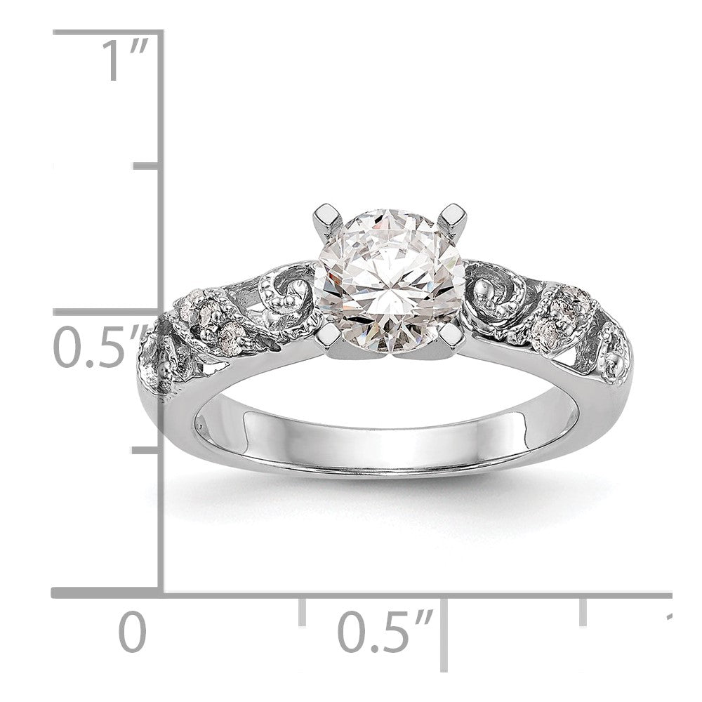 14K Weißgold Stift Set 1/15 Karat Diamant Halbfassung Verlobungsring