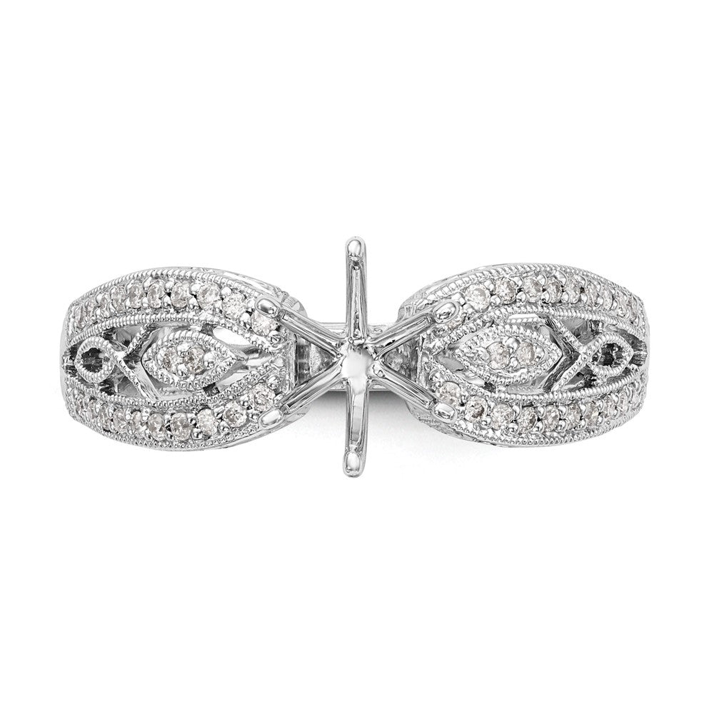 14K Weißgold Vintage Stift Set 1/5 Karat Diamant Halbfassung Verlobungsring