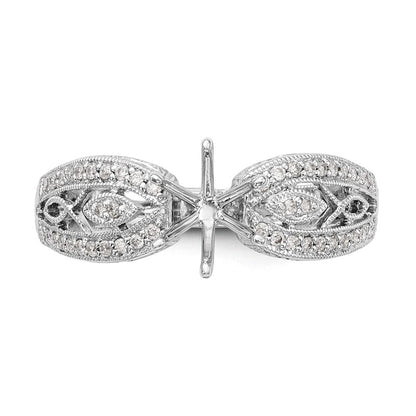 14K Weißgold Vintage Stift Set 1/5 Karat Diamant Halbfassung Verlobungsring