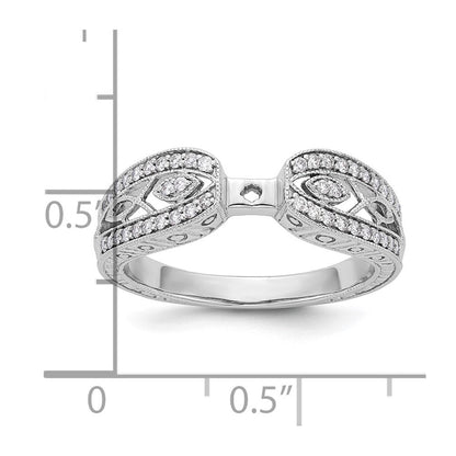 14K Weißgold Vintage Stift Set 1/5 Karat Diamant Halbfassung Verlobungsring