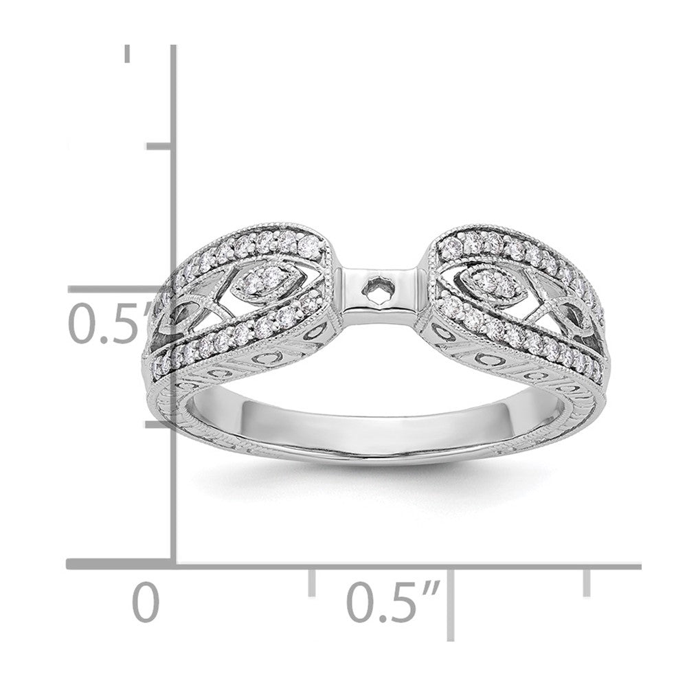 14K Weißgold Vintage Stift Set 1/5 Karat Diamant Halbfassung Verlobungsring
