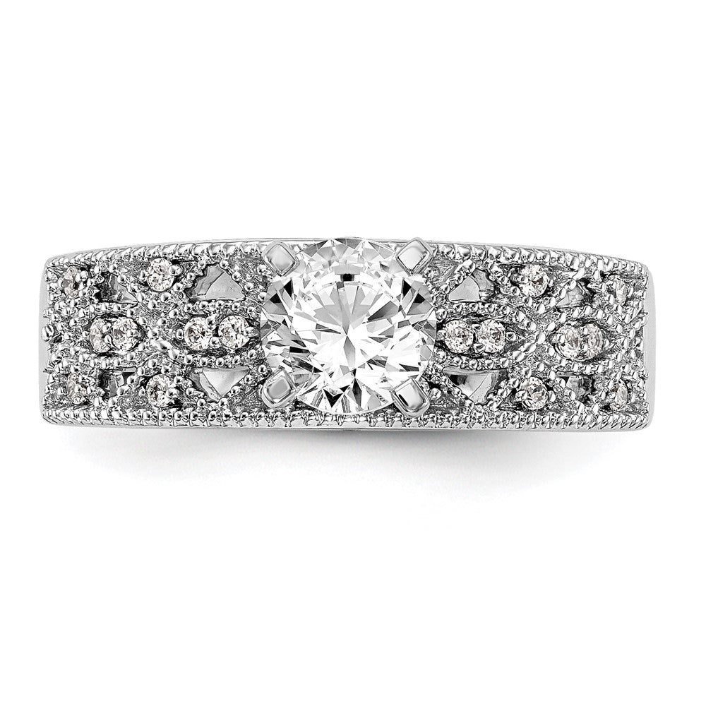 14K Weißgold Stift Set 1/10 Karat Diamant Halbfassung Verlobungsring