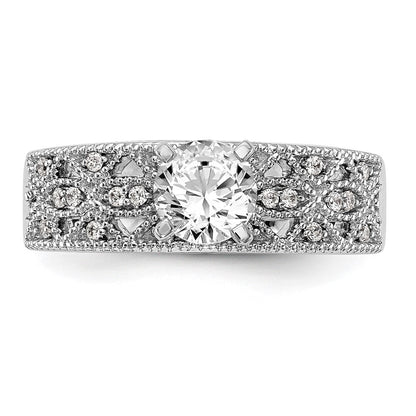 14K Weißgold Stift Set 1/10 Karat Diamant Halbfassung Verlobungsring
