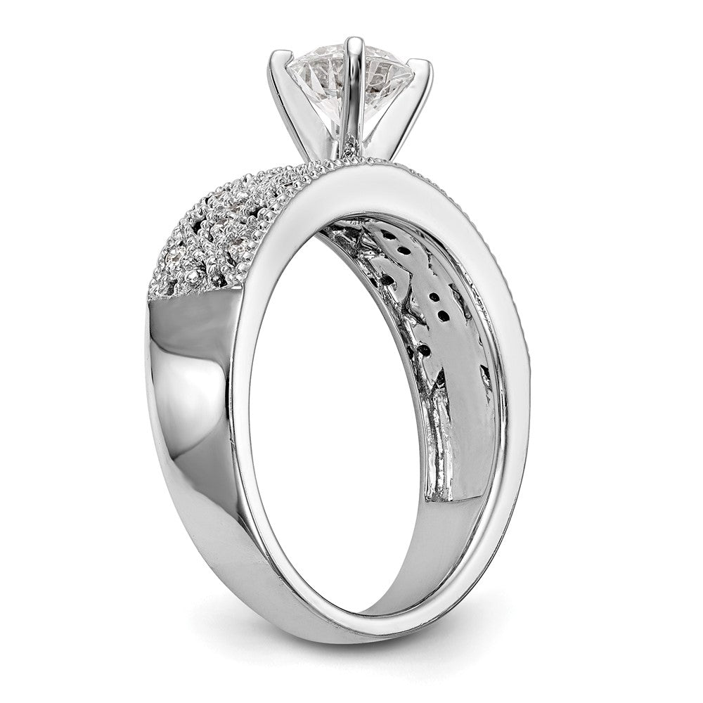 14K Weißgold Stift Set 1/10 Karat Diamant Halbfassung Verlobungsring