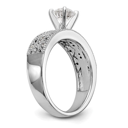 14K Weißgold Stift Set 1/10 Karat Diamant Halbfassung Verlobungsring