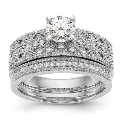 14K Weißgold Stift Set 1/10 Karat Diamant Halbfassung Verlobungsring
