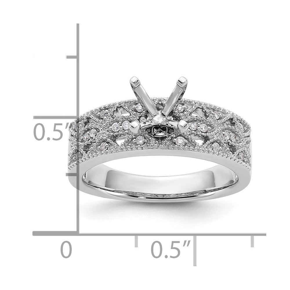 14K Weißgold Stift Set 1/10 Karat Diamant Halbfassung Verlobungsring