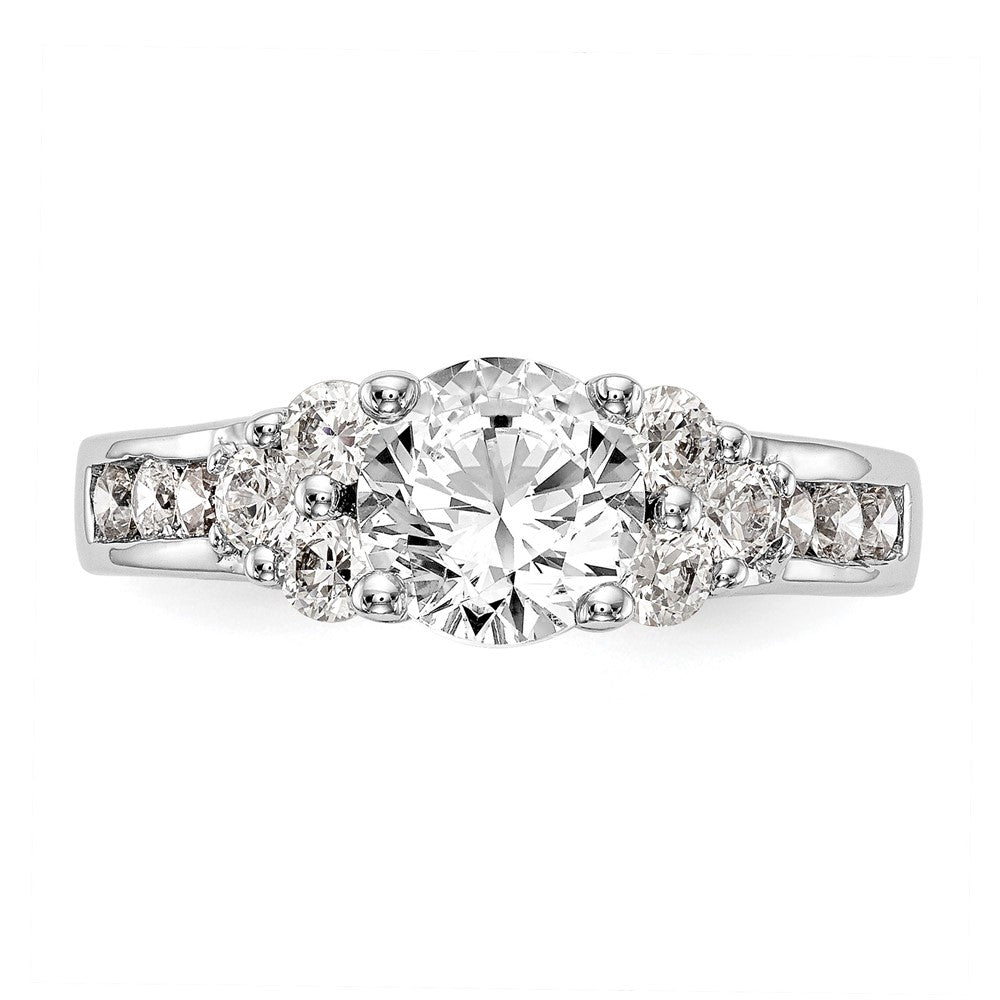 14K Weißgold Verlobungsring mit 0,75 ct. laborgezüchtetem Diamant VS/SI+ G+, 1,25 ct. rundem Mittelstein in Kanal- und Krappenfassung