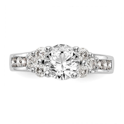 14K Weißgold Verlobungsring mit 0,75 ct. laborgezüchtetem Diamant VS/SI+ G+, 1,25 ct. rundem Mittelstein in Kanal- und Krappenfassung