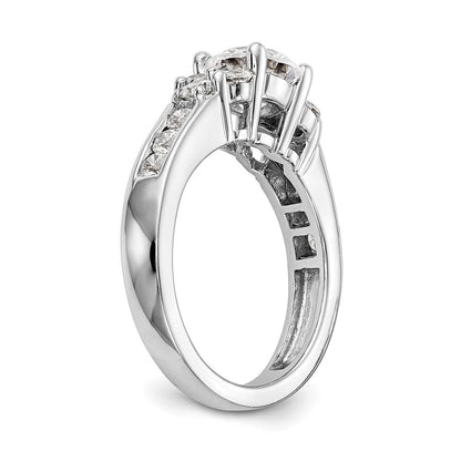 14K Weißgold Verlobungsring mit 0,75 ct. laborgezüchtetem Diamant VS/SI+ G+, 1,25 ct. rundem Mittelstein in Kanal- und Krappenfassung