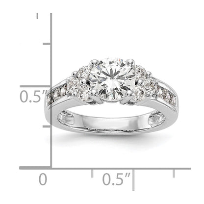 14K Weißgold Verlobungsring mit 0,75 ct. laborgezüchtetem Diamant VS/SI+ G+, 1,25 ct. rundem Mittelstein in Kanal- und Krappenfassung