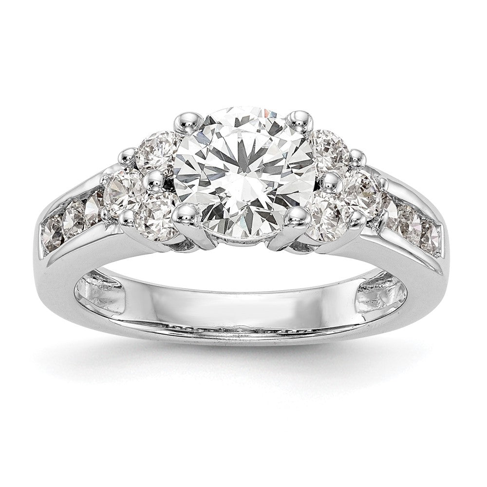 14K Weißgold Verlobungsring mit 0,75 ct. laborgezüchtetem Diamant VS/SI+ G+, 1,25 ct. rundem Mittelstein in Kanal- und Krappenfassung