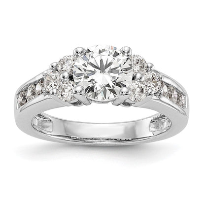 14K Weißgold Verlobungsring mit 0,75 ct. laborgezüchtetem Diamant VS/SI+ G+, 1,25 ct. rundem Mittelstein in Kanal- und Krappenfassung
