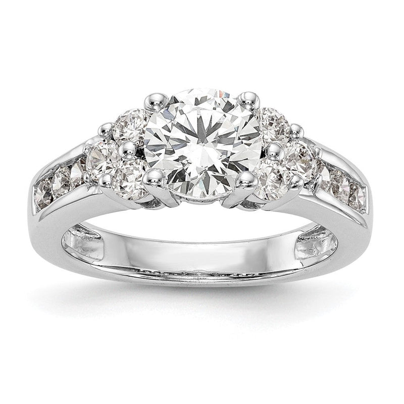 14K Weißgold Verlobungsring mit 0,75 ct. laborgezüchtetem Diamant VS/SI+ G+, 1,25 ct. rundem Mittelstein in Kanal- und Krappenfassung