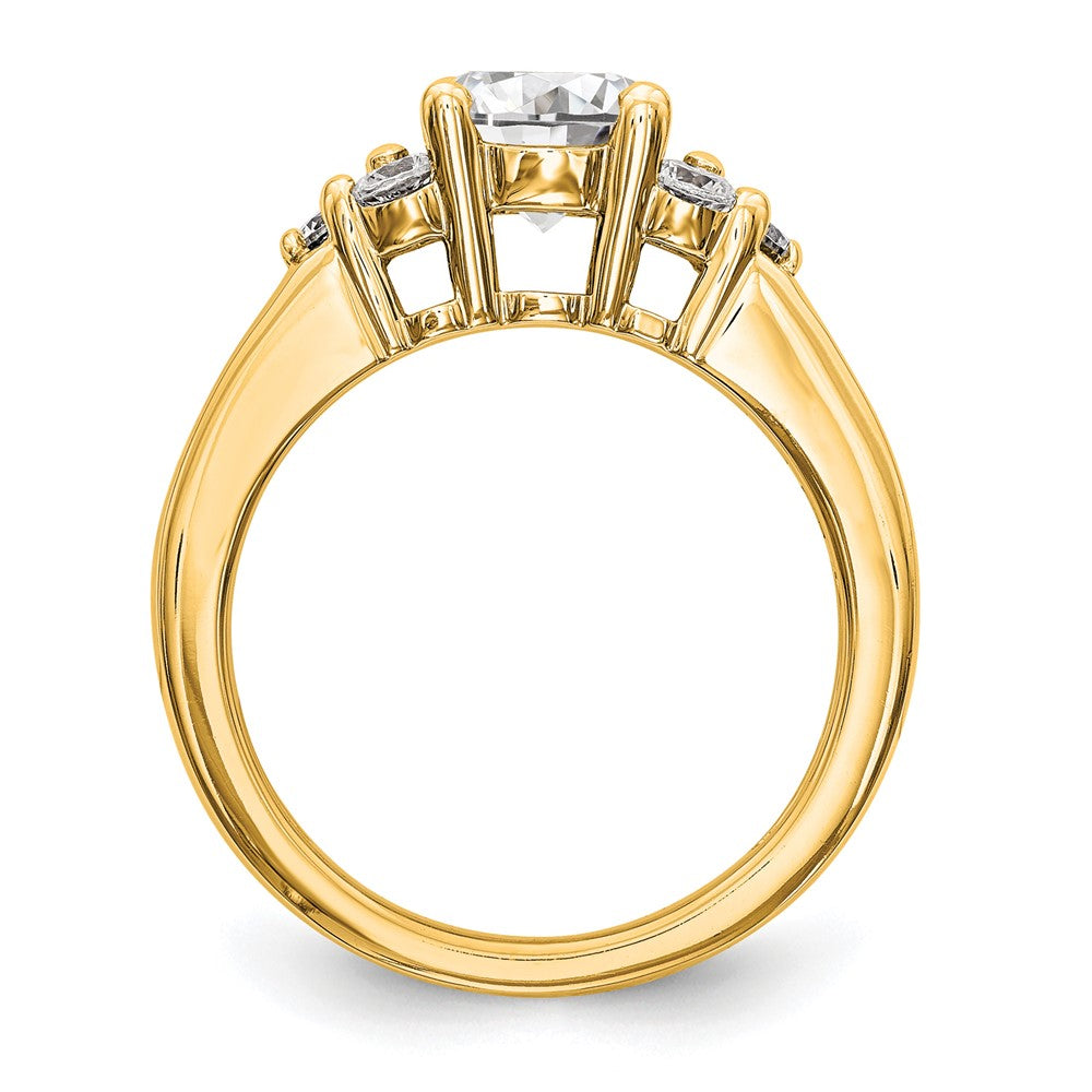14K Gelbgold Verlobungsring mit 0,75 ct. Labordiamanten VS/SI+ G+, 1,25 ct. rundem Mittelstein in Kanalfassung mit gemeinsamer Krappenfassung