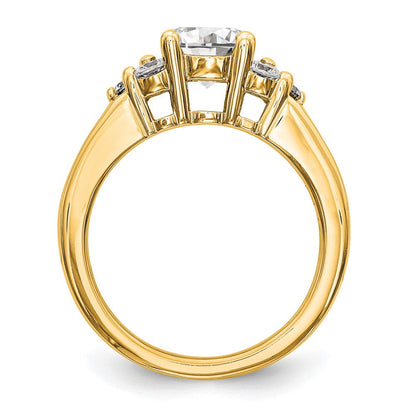 14K Gelbgold Verlobungsring mit 0,75 ct. Labordiamanten VS/SI+ G+, 1,25 ct. rundem Mittelstein in Kanalfassung mit gemeinsamer Krappenfassung