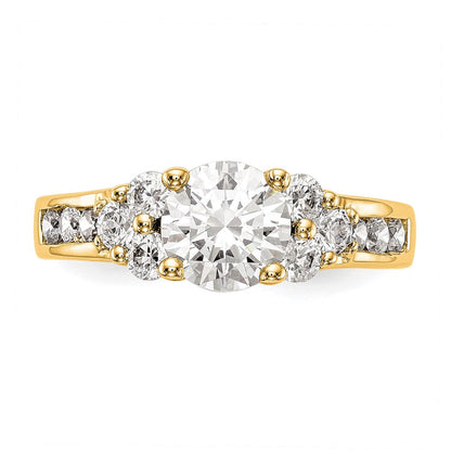 14K Gelbgold Verlobungsring mit 0,75 ct. Labordiamanten VS/SI+ G+, 1,25 ct. rundem Mittelstein in Kanalfassung mit gemeinsamer Krappenfassung