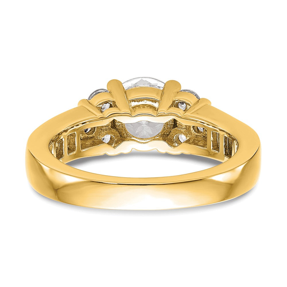 14K Gelbgold Verlobungsring mit 0,75 ct. Labordiamanten VS/SI+ G+, 1,25 ct. rundem Mittelstein in Kanalfassung mit gemeinsamer Krappenfassung