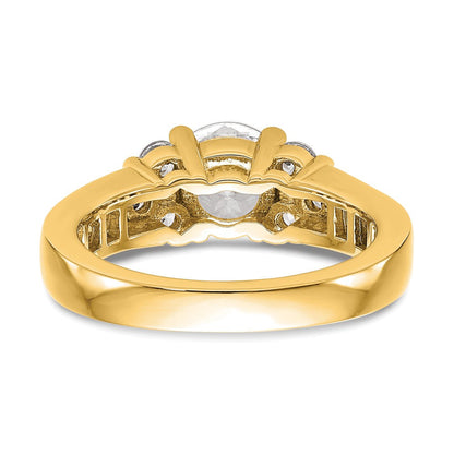 14K Gelbgold Verlobungsring mit 0,75 ct. Labordiamanten VS/SI+ G+, 1,25 ct. rundem Mittelstein in Kanalfassung mit gemeinsamer Krappenfassung