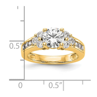 14K Gelbgold Verlobungsring mit 0,75 ct. Labordiamanten VS/SI+ G+, 1,25 ct. rundem Mittelstein in Kanalfassung mit gemeinsamer Krappenfassung