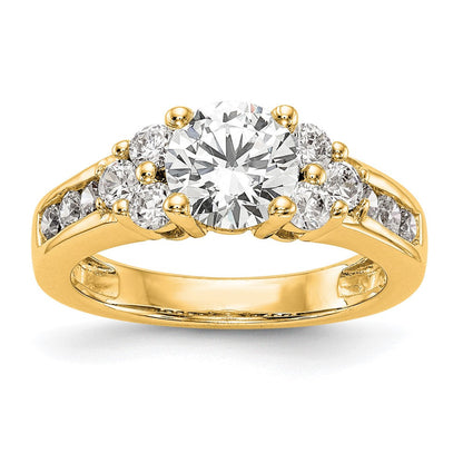14K Gelbgold Verlobungsring mit 0,75 ct. Labordiamanten VS/SI+ G+, 1,25 ct. rundem Mittelstein in Kanalfassung mit gemeinsamer Krappenfassung