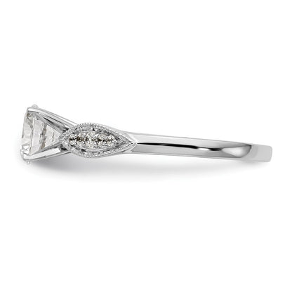 14K Weißgold Stift Set 1/8 Karat Diamant Halbfassung Verlobungsring