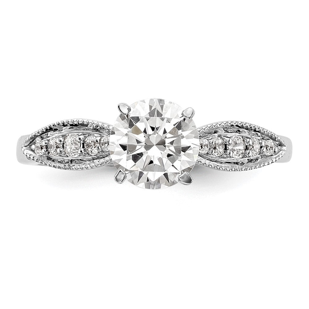 14K Weißgold Stift Set 1/8 Karat Diamant Halbfassung Verlobungsring