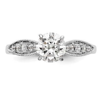 14K Weißgold Stift Set 1/8 Karat Diamant Halbfassung Verlobungsring
