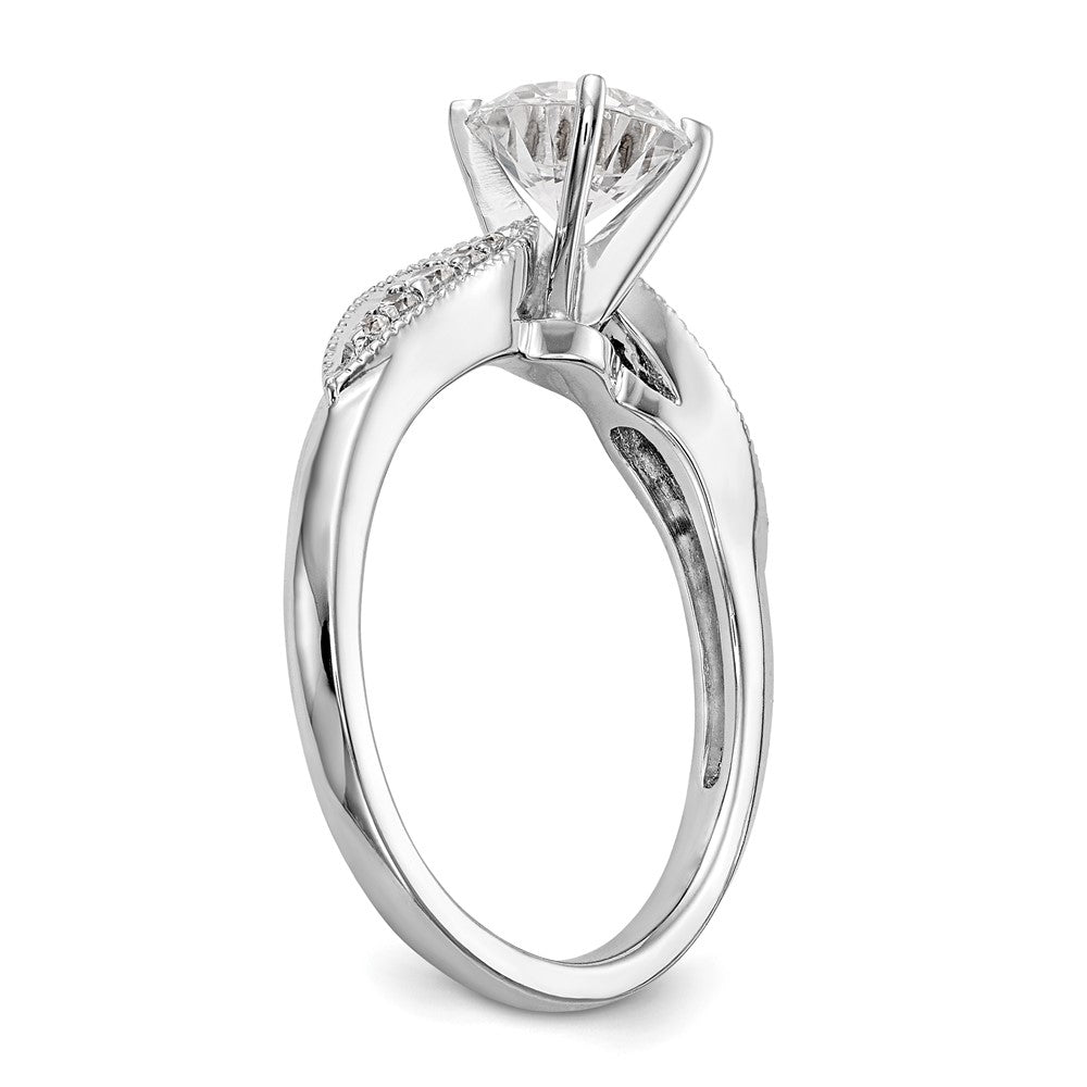 14K Weißgold Stift Set 1/8 Karat Diamant Halbfassung Verlobungsring