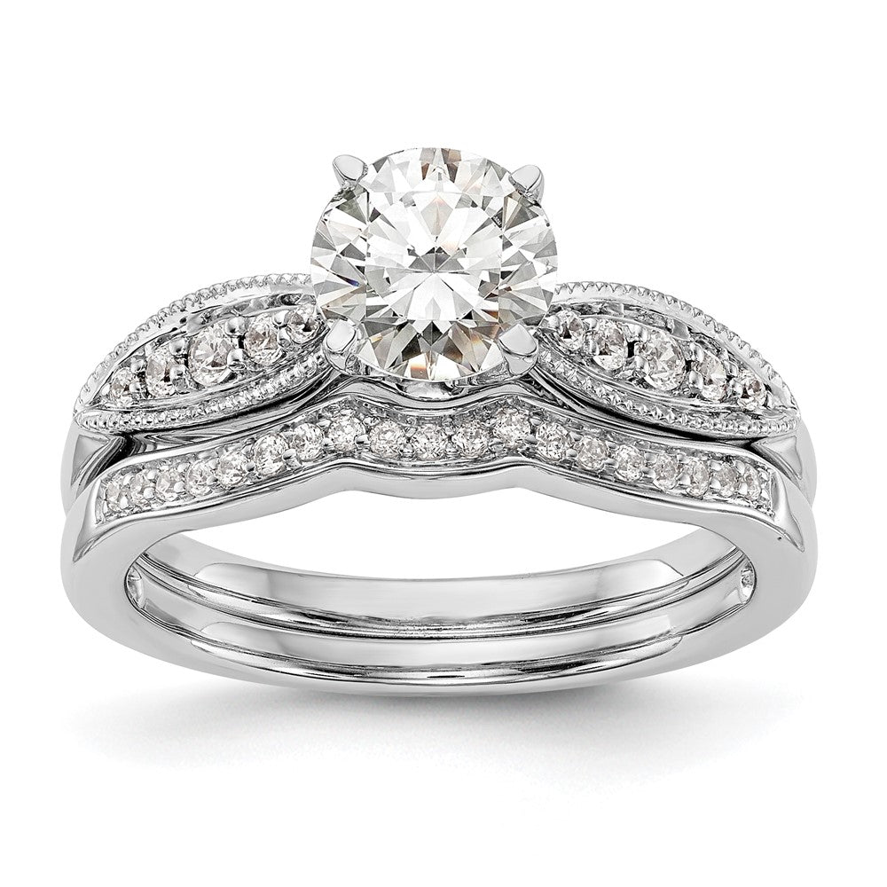 14K Weißgold Stift Set 1/8 Karat Diamant Halbfassung Verlobungsring