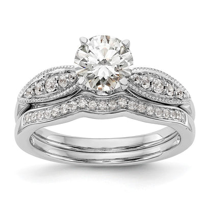 14K Weißgold Stift Set 1/8 Karat Diamant Halbfassung Verlobungsring