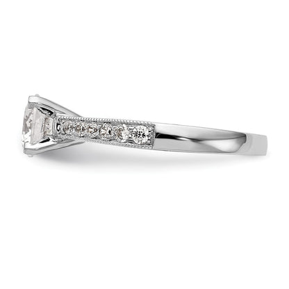 14K Weißgold Verlobungsring mit simulierten Diamanten