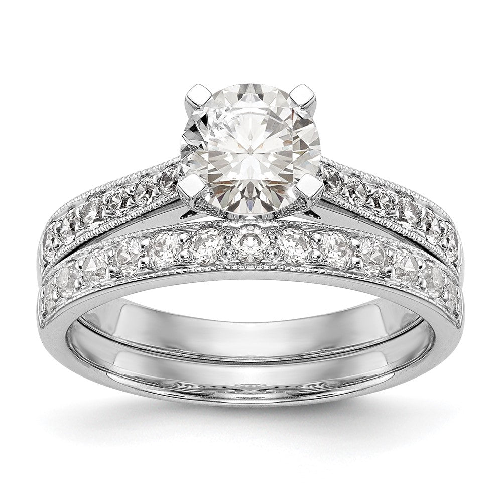 14K Weißgold Verlobungsring mit simulierten Diamanten