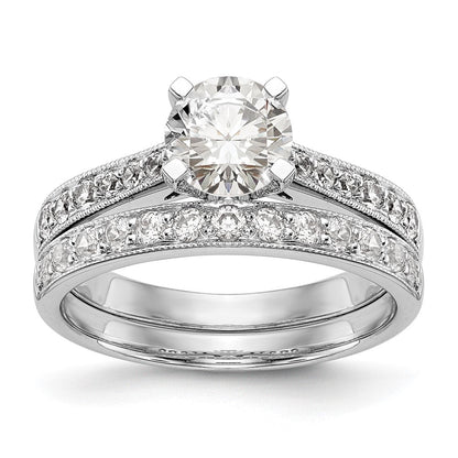 14K Weißgold Verlobungsring mit simulierten Diamanten