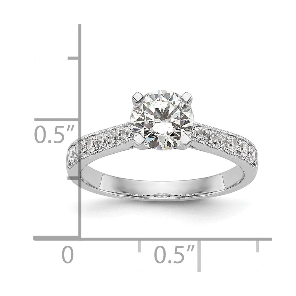 14K Weißgold Verlobungsring mit simulierten Diamanten