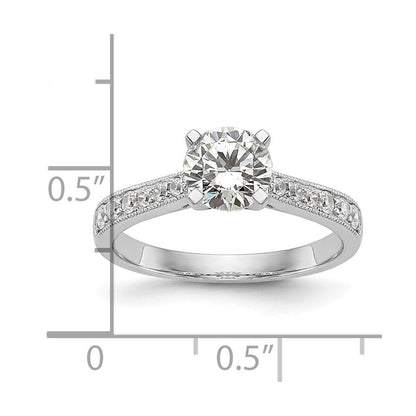 14K Weißgold Verlobungsring mit simulierten Diamanten