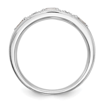14K Weißgold 1/10 Karat Baguette/round Diamant Komplett Ehering