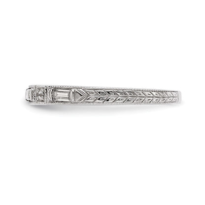 14K Weißgold 1/10 Karat Baguette/round Diamant Komplett Ehering