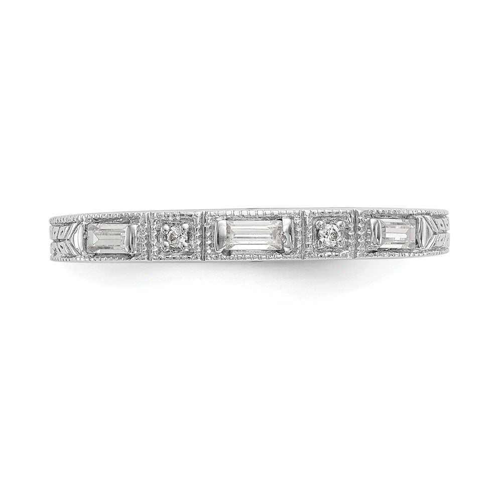 14K Weißgold 1/10 Karat Baguette/round Diamant Komplett Ehering