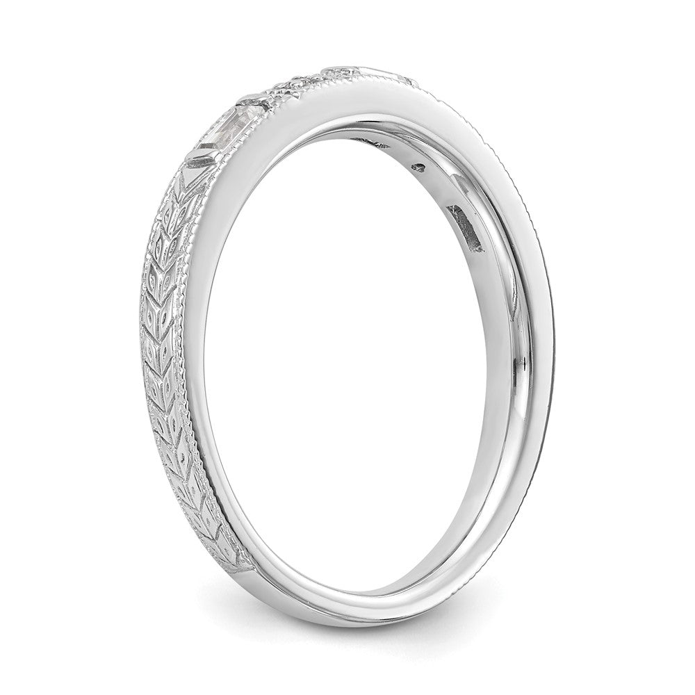 14K Weißgold 1/10 Karat Baguette/round Diamant Komplett Ehering