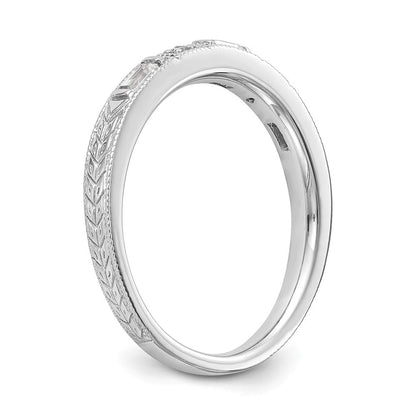 14K Weißgold 1/10 Karat Baguette/round Diamant Komplett Ehering