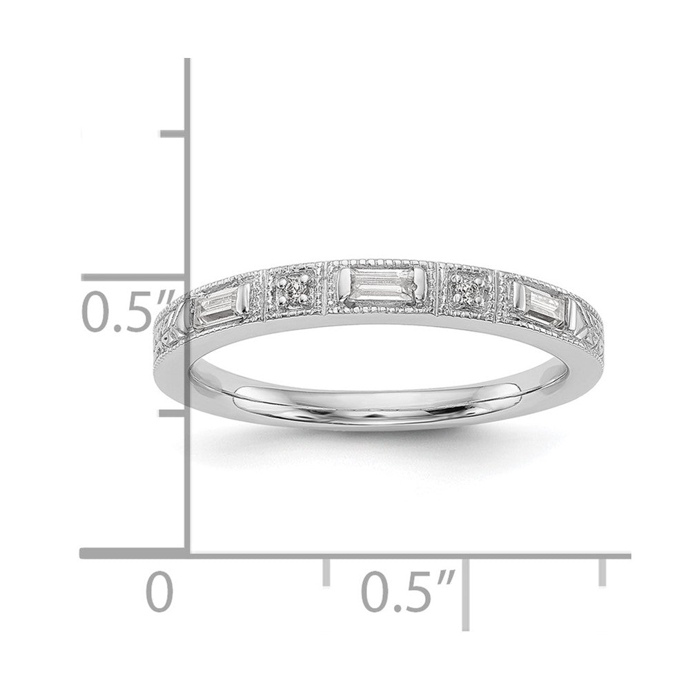 14K Weißgold 1/10 Karat Baguette/round Diamant Komplett Ehering