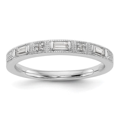 14K Weißgold 1/10 Karat Baguette/round Diamant Komplett Ehering