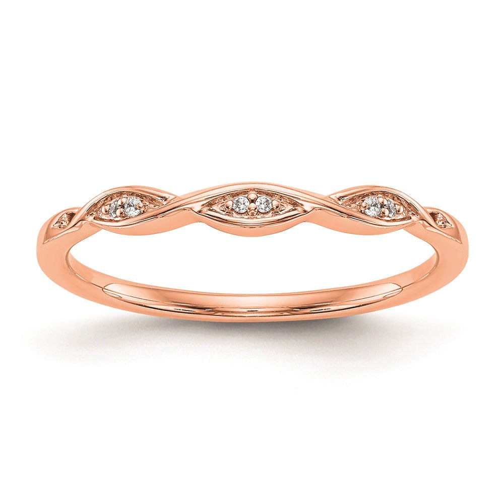14K Roségold Ehering mit echten Diamanten