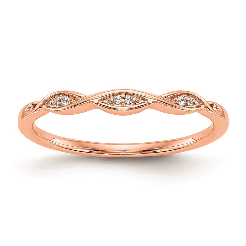 14K Roségold Ehering mit echten Diamanten