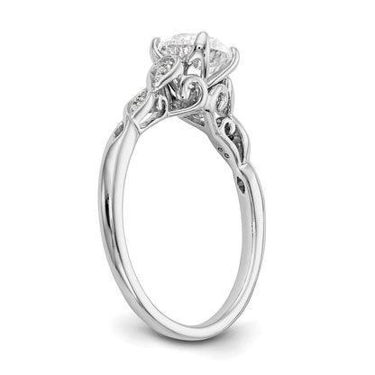14K Weißgold Verlobungsring mit Krappenfassung und simulierten Diamanten