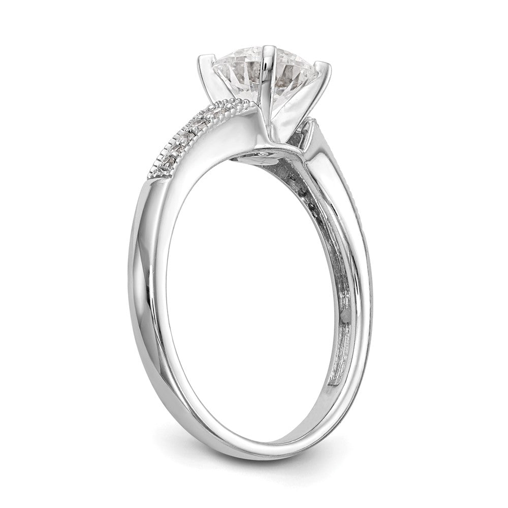 14K Weißgold Stift Set 1/10 Karat Diamant Halbfassung Verlobungsring