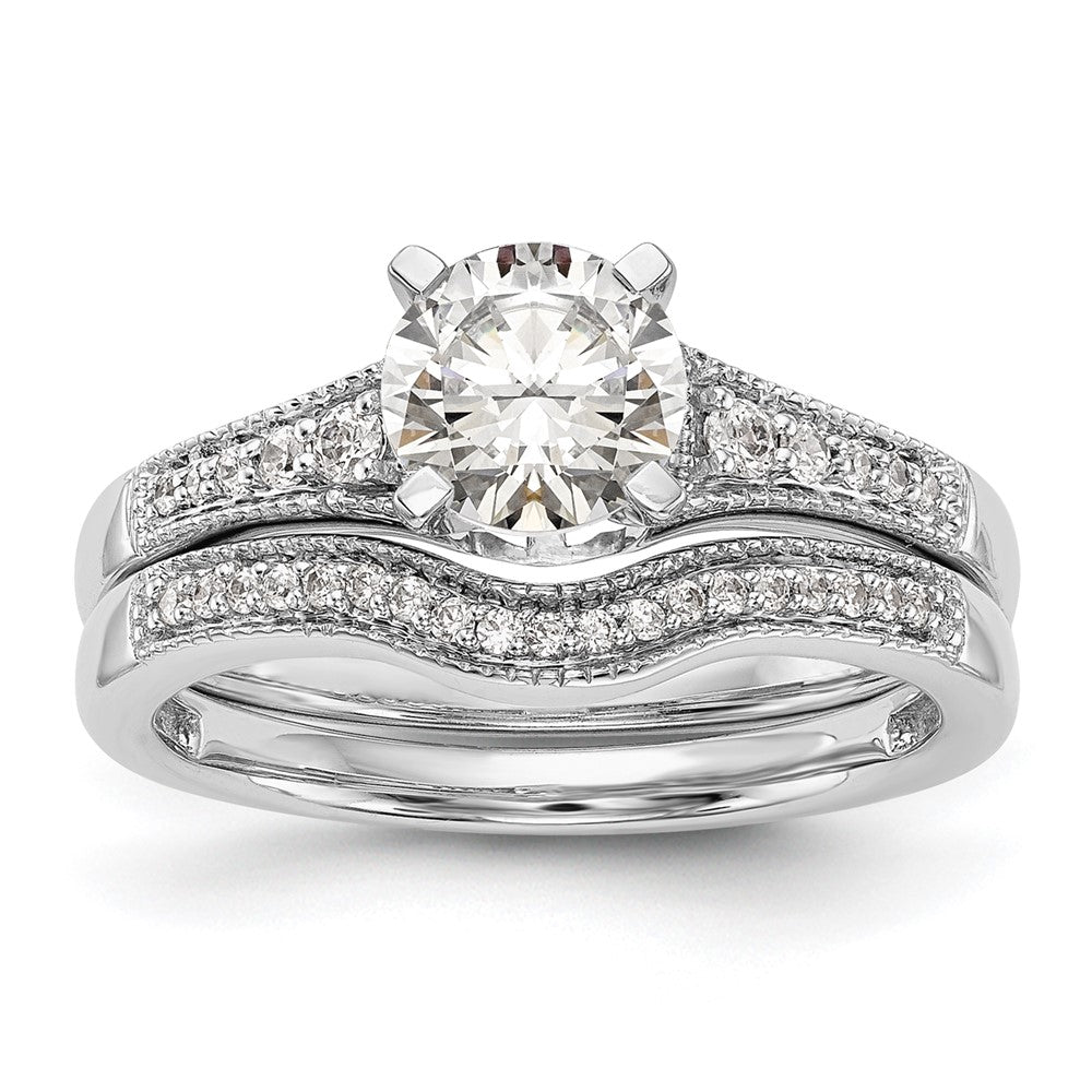 14K Weißgold Stift Set 1/10 Karat Diamant Halbfassung Verlobungsring