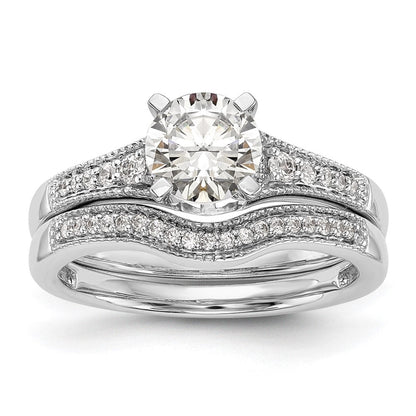 14K Weißgold Stift Set 1/10 Karat Diamant Halbfassung Verlobungsring
